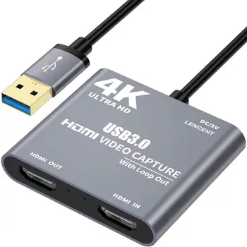4K 1080P USB 3.0 toHDMI-suderinama Vaizdo Garso Žaidimas Užfiksuoti Kortelės Su Kilpa Iš Full 1080p 60 Įrašyti Per DSLR Kamera