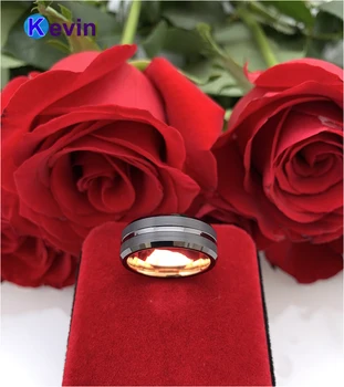 Gražus, 2 Spalvos Volframo Žiedas Black&Rose Gold Volframo Vestuvinį Žiedą, Vyrams Ir Moterims