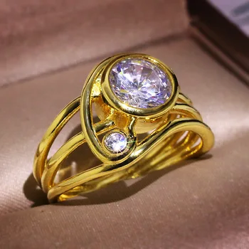 14 karatų geltonojo Aukso Papuošalų, Deimantų Žiedas Moterims Sterlingų Papuošalai Vestuvių Žiedas Poros Meilės Vestuviniai Žiedai, Aukso, Deimantų Karoliai