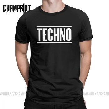 Vyrai T-Shirt Techno Vintage Laisvalaikio Medvilnės Trišakiai Trumpi Rankovėmis Marškinėliai Apvalios Kaklo Drabužiai Plius Dydis