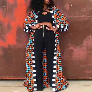 Plus Size Afrikos Moterų Ilgos Tranšėjos Paltai 2020 M. Rudens Mados Spausdinti Moterų Apsiaustai Atsitiktinis Outwear Prarasti Negabaritinių Paltas