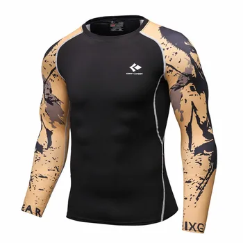 Vyrai MMA Sporto Sportwear Marškinėliai Stora 3D Suspaudimo ilgomis Rankovėmis Mados T-Shirt Vyrų Kultūrizmo Pratimų Rashguard Drabužiai