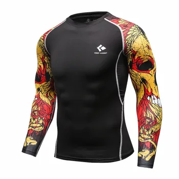 Vyrai MMA Sporto Sportwear Marškinėliai Stora 3D Suspaudimo ilgomis Rankovėmis Mados T-Shirt Vyrų Kultūrizmo Pratimų Rashguard Drabužiai