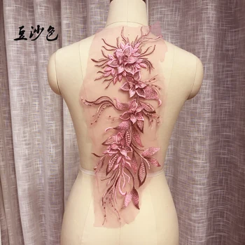 1pc Zawalcowany 3D Gėlės DIYPatch Nėrinių Aplikacijos Siūti Pleistrai Gėlių Pleistras Kostiumų Vestuvių Suknelė, Deco