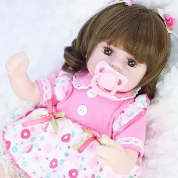 42cm Garbanotas Plaukų Reborn Baby Doll, Minkštas Vinly Silikono Tikroviška Bendrovė Bebe Lėlės Dovanų Žaislų Mergaitėms