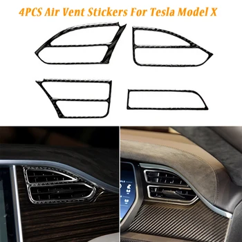 4pcs Anglies Pluošto Apsaugines Aksesuarai, Optikos Dekoratyvinis Patvarus Auto Oro Angos Įklija Automobilio Salono Dangtis Tesla Model X