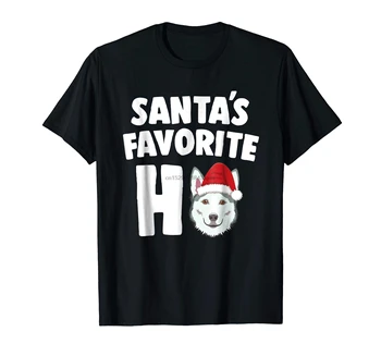 T-Shirt Juokinga Sibiro Haskis Kalėdų-vyriški T-Shirt-Black(2) Santa Mėgstamą Ho