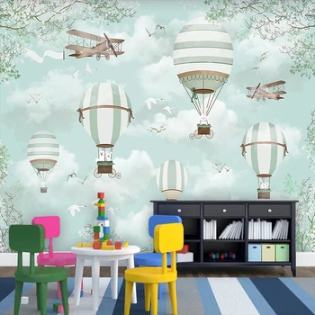 Custom Sienų Tapetai, Vaikų Kambarys 3D Animaciją Karšto Oro Baliono Nuotrauką Apdaila, Vaikų Kambario, Miegamojo Sienų Dažymas tapetų