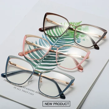 2020 Naujas Seksualus, Cat eye akiniai, rėmeliai moterų skaidraus lęšio akinių rėmelių mados prekės ženklo dizainas Skaidrūs akiniai metalo