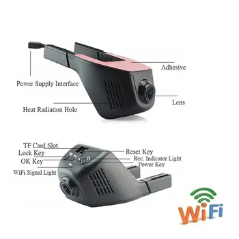 Paslėptas Automobilių Dvr Brūkšnys cam Wifi Priekinio ir Galinio vaizdo Kamera, 2 objektyvas FHD 1080P loop įrašymo APP valdymas įrašyti vairavimo procesas