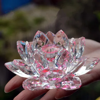 10CM Rožinis Kvarcas Crystal Lotus Flower Namų Vestuvių Dekoravimas Feng shui Kristalai amatų Suvenyrai pietre naturali e minerali