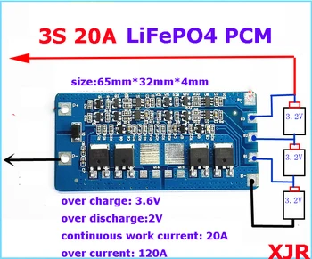 2 VNT. daug 3P 20A LiFePO4 BMS/PCM/PCB akumuliatoriaus apsaugos valdybos 3 pakuotės 18650 lifepo4 Baterija Ląstelių