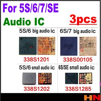 3pcs iphone 5 5c SE 6 6s 7 PLIUS garso ic didmeninės mažos didelis GARSO IC Chip 338S1116 IC1285 338S1077 338S1201 1202 IC mikroschemoje