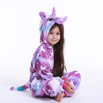 Naujas Žiemos Vienaragis Pižama Vaikams Gyvūnų Pižamos Vaikams Panda Licorne Onesie Berniukų, Mergaičių Sleepwear Uniconio
