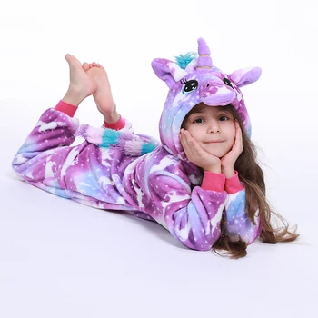 Naujas Žiemos Vienaragis Pižama Vaikams Gyvūnų Pižamos Vaikams Panda Licorne Onesie Berniukų, Mergaičių Sleepwear Uniconio