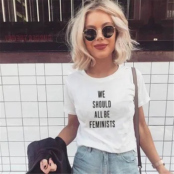 LUSLOS Mes Visi Turėtų Būti Feminists Laišką, Print T Shirt mados Puloveris Viršų Mados Apranga Megztinis