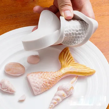 3D Undinėlės Uodega Tortas Silikono Formos Sea Shell Žvaigždė Minkštas Formos Tortas Dekoravimo Priemonės Cukraus Amatų Šokolado Pelėsių Kepimo Įrankis