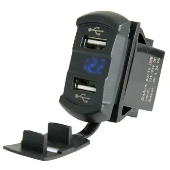 Automobilių Valtis Marine Dual USB Įkroviklio Lizdas Įtampos Voltmeter Svirtinis Jungiklis, Skydelis
