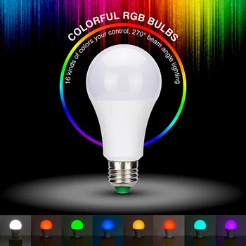 Pritemdomi LED RGB Šviesos Lemputė 5W 10W 15W AC85-265V 16Color Pokyčių, IR Nuotolinis Valdymas 