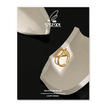 S'STEEL Geometrinis Žiedas 925 Sterlingas Sidabro Moterų korėjos Dizaineris Minimalistinio Reguliuojamas Žiedo Bague Fantaisie Femme Juvelyriniai dirbiniai