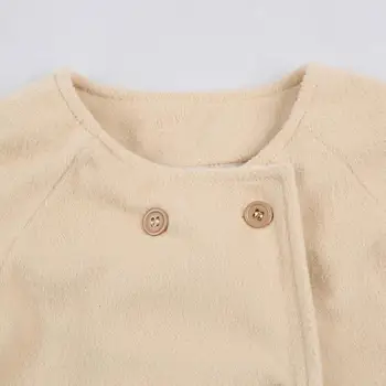 Baby Girl Drabužiai Britų Švarkelis Ilgomis Rankovėmis Kailis Kombinezonus Rudens Žiemos Vaikai Outwear Apsiaustu Mygtuką