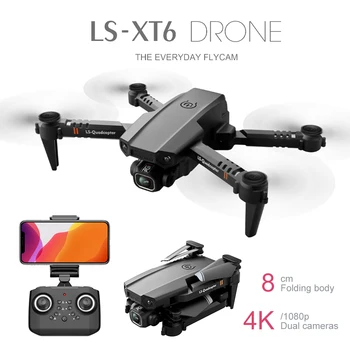 Naujas arrical Mini Drone LS-XT6 Drone HD Kamera 1080P 4K Dual Camera WiFi FPV Sulankstomas Quadcopter Aukščio Laikyti RC Lėktuvų Žaislas
