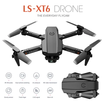 Naujas arrical Mini Drone LS-XT6 Drone HD Kamera 1080P 4K Dual Camera WiFi FPV Sulankstomas Quadcopter Aukščio Laikyti RC Lėktuvų Žaislas