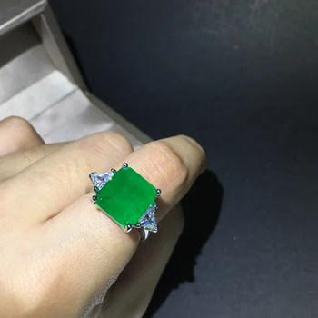 Amorita boutique Žalias kvadratas dizaino, mados žiedas blizga