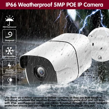 H. 265 CCTV Apsaugos, Ip Stebėjimo Kamera Lauko Vandeniui Tinklo Vaizdo Stebėjimo Kameras Namuose, 5mp POE Kulka Stebėjimą