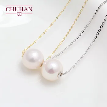 CHUHAN 2020 Klasikinis paprastas 925 Sidabro Natūralių gėlavandenių perlų Vėrinį Blizgesį Apvalios Baltos Perlų Pakabukas Moterų Bauda, Dovana, Papuošalai