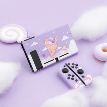 Geekshare Nintendo Jungiklis Violetinė Žvaigždėtas dangus Ledų Katė Animacinių filmų, Pasakų Lygos Atgal Girp TPU Apvalkalas Minkštas CoverFor Nintend Jungiklis