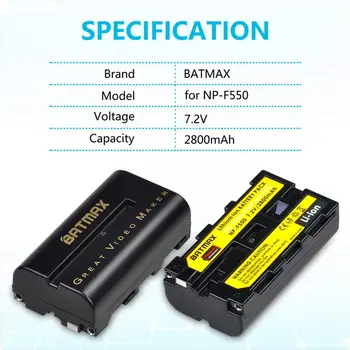 Batmax NP-F550 NP-F570 F550 F570 Baterija+LCD USB Įkroviklio Yongnuo Godox LED Vaizdo Šviesos YN300Air II YN300 III YN600 Oro L132T