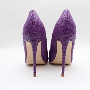 Nemokamas pristatymas mados moterų Siurbliai lady gyvatė Violetinė python spausdinti Point kojų aukštakulnius batus 10cm, 12cm 8cm nuotaka vestuvių batai