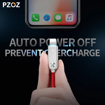 PZOZ auto Power Off USB Kabelis iPhone, 11 Pro Max Xs Xr X 8 7 6 6S Plius 5S LED Kabelis Greito Įkrovimo Kabeliai, Telefono Įkroviklis