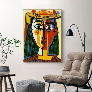 Žinomų Tapybos Picasso Mujer Con Sombrero Aliejaus Tapyba, Drobės Tapybai Sienos Meno Kambarį Namų Dekoro (be Rėmelio)