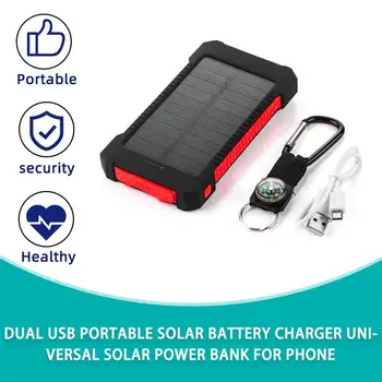 Didelio galingumo Saulės Powerbank Dual USB Nešiojamosios Baterijos Energijos Banko Įkroviklį Universalus Mobiliojo Telefono Išorės Išmanųjį telefoną