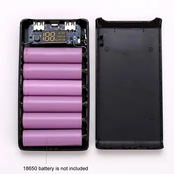 (Ne Baterija)Dual USB Išėjimas 6x 18650 Baterija 