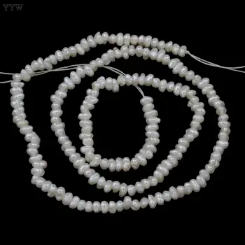 Dirbtiniu būdu išauginti Baroko Gėlavandenių Perlų Karoliukus, Natūralus Baltas 2-3mm, Skylutė 1mm Kryptis 15.5 colių Perlų Karoliukai Papuošalai Priėmimo Priedai