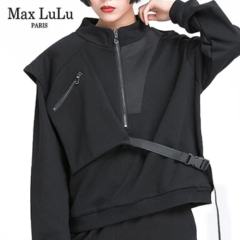 Max LuLu 2020 Naujas Mados Stilius Rudenį Ponios Streetwear Gotikos Hoodies Prarasti Užtrauktukas Drabužiai, Moteriški Laisvalaikio Megztiniai Plius Dydis