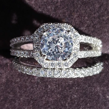 Originalus 925 sterlingas sidabro vestuvių žiedas rinkinys moterims nuotaka vestuvių dalyvavimas Juvelyrikos Juosta amžinybę afrikos nigerija, gana, R4863