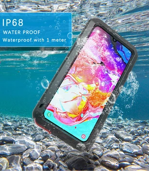 Meilė Mei IP68 Vandeniui Telefono dėklas Samsung Galaxy A70 Galingą Smūgį Purvo Metalo Šarvai Dangtelį Galaxy A70 & Grūdintas Stiklas