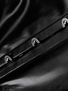 Joskaa Juoda Moterų 2020 M. Y2k Seksualus Moto Dviratininkas Outwear PU Odos Slim Krūties Vyniojimo Korsetas Topwear Moterų High Street Clubwear