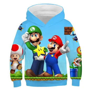Mario vaikai hoodies 2020 m. rudens žiemos berniukų, mergaičių mados spausdinimo mario brolis megztiniai vaikams poliesteris mados viršutinių drabužių siuvimas