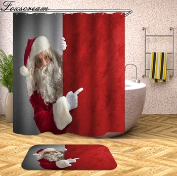 Linksmų Kalėdų Dekoro Dušo Užuolaidos Santa Claus Dušo Užuolaidos Mieguistas Sniego Vandeniui Vonios kambarys, Dušas, Vonia, Užuolaidų Arba motina
