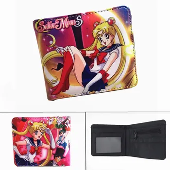 Anime Sailor Moon PU Piniginė Usagi Tsukino Trumpas Odinis Foto Kortelės Turėtojas Sluoksnių Merginos, Moterys zip Monetos Animacinių filmų Piniginė Dovana