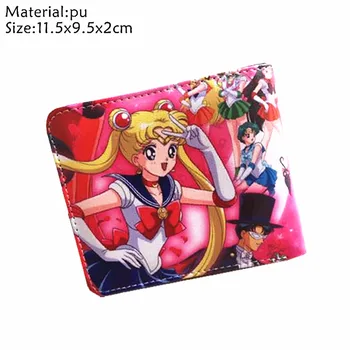 Anime Sailor Moon PU Piniginė Usagi Tsukino Trumpas Odinis Foto Kortelės Turėtojas Sluoksnių Merginos, Moterys zip Monetos Animacinių filmų Piniginė Dovana