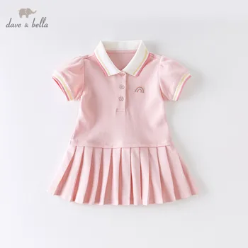 DB13088 dave bella vasaros baby girl ' s princess animacinių filmų puoštas suknelė vaikų mados šalis suknelė vaikams kūdikiams lolita drabužiai