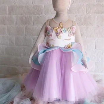 AA Šifono Vienaragis Vaikai Mergaitė Princesė Bridesmaid Inscenizacija Šalies Oficialaus Tutu Suknelė Mielas Kamuolys Suknelė Suknelė