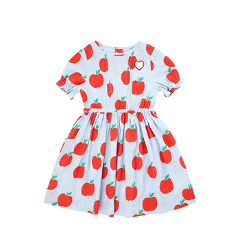 Vaikas Suknelės 2020 Bebe Nauja Vasaros Mergaitės Mielas Raudonas Obuolys Spausdinti Trumpas Rankovės Princesė Dress Baby Vaikų Mados Drabužiai