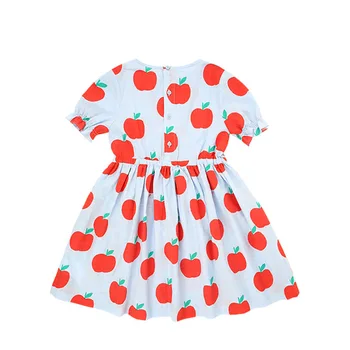 Vaikas Suknelės 2020 Bebe Nauja Vasaros Mergaitės Mielas Raudonas Obuolys Spausdinti Trumpas Rankovės Princesė Dress Baby Vaikų Mados Drabužiai
